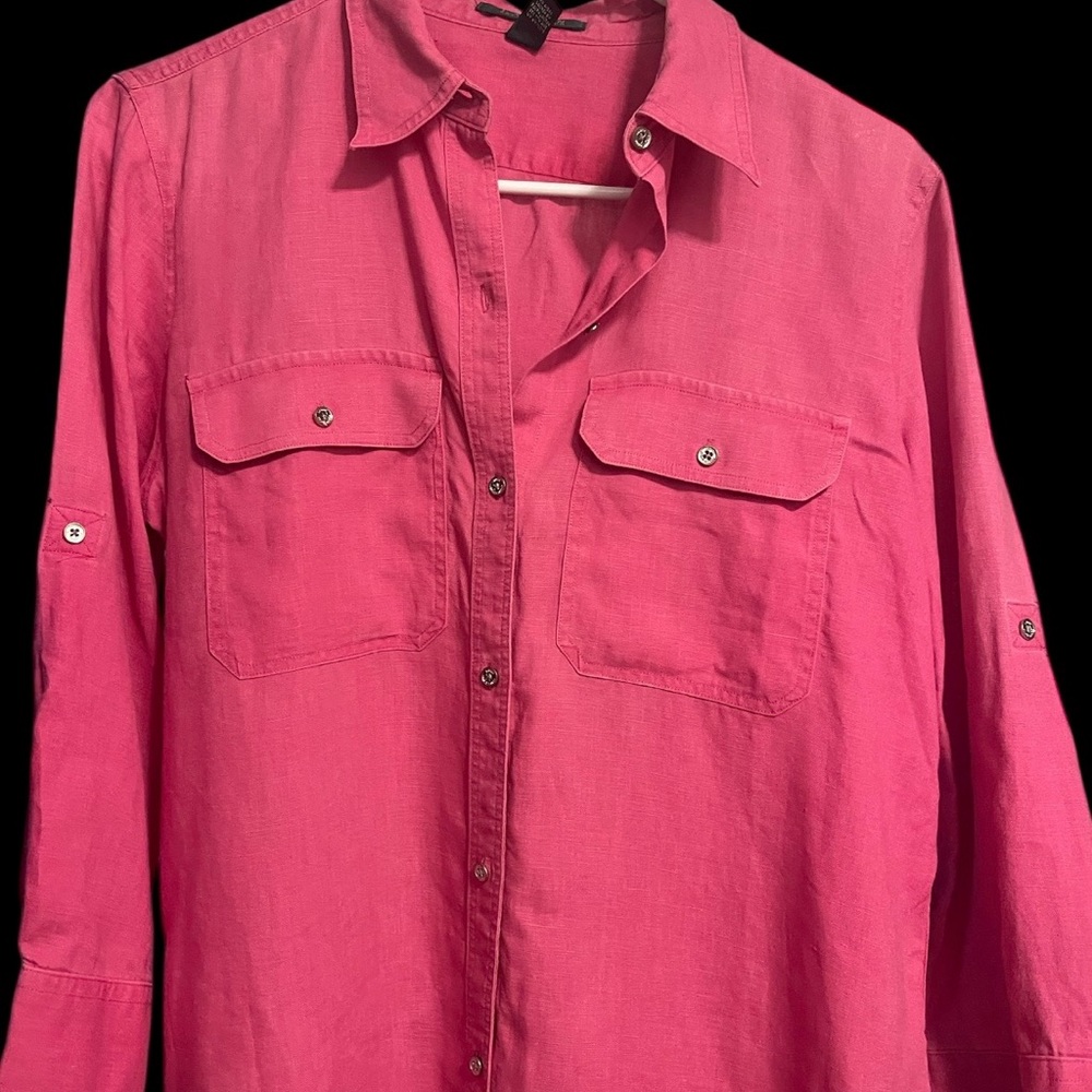 Lauren Ralph Lauren Vibrant Pink Linen Shirt